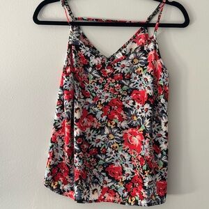 Floral Spaghetti Strap Top - Red and Black
